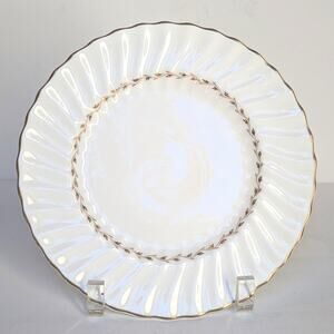 Royal Doulton Adrian Salad Plate – Vintage 60s Bone China, Gold Laurel, Embossed
